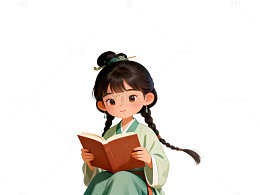 古风女孩树下读书插画