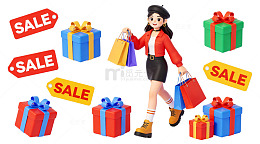 购物狂欢节促销插画设计素材