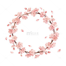 樱花花环水彩画