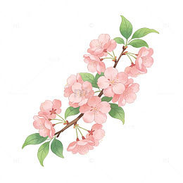 水彩海棠花插画