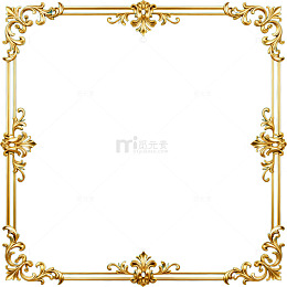 金色复古花纹边框装饰设计素材