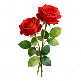 红玫瑰花插画