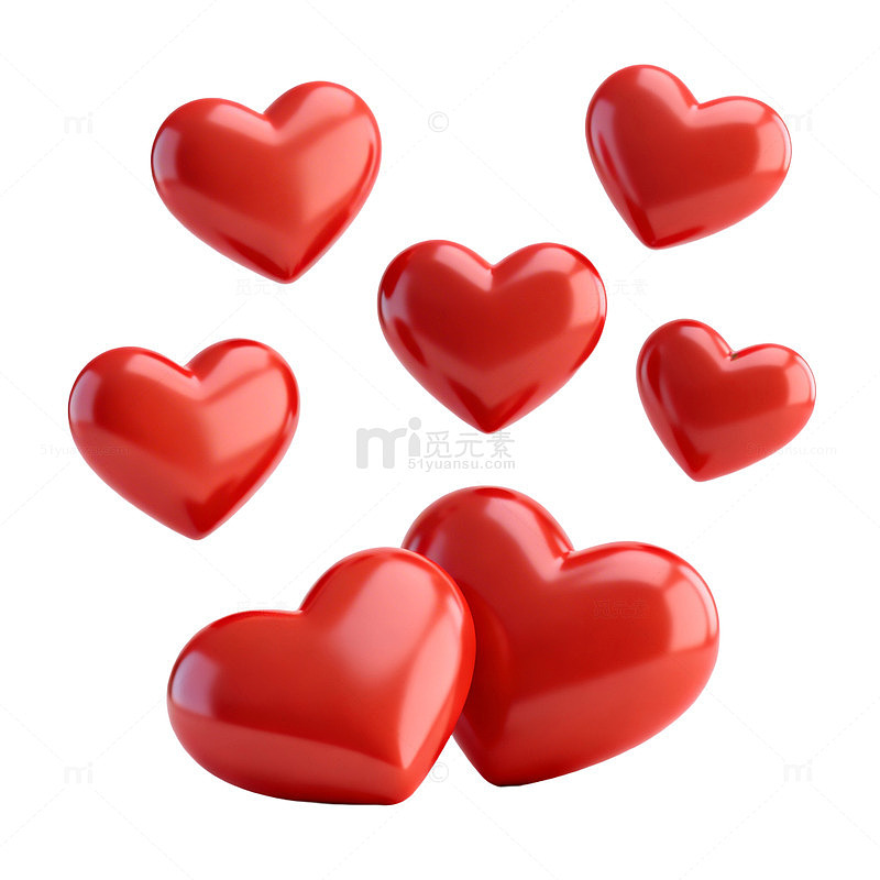 红心飘浮浪漫爱情主题素材
