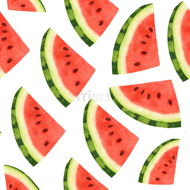 立夏西瓜极简扁平夏日西瓜切片水果插画元素