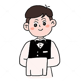 手绘卡通服务员工作免抠元素