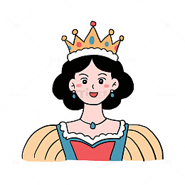 手绘卡通三八妇女节戴皇冠的女生免抠元素