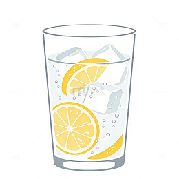 极简夏日柠檬冰水水杯气泡清凉元素