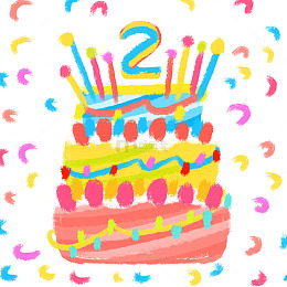 节日蛋糕涂鸦手绘卡通生日数字三层蛋糕