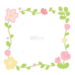 春季边框花朵边框免抠元素