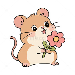 春天动物仓鼠赏花免抠元素