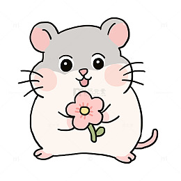 春季仓鼠赏花免抠元素