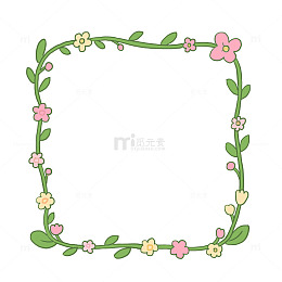 春季植物花朵边框免抠元素