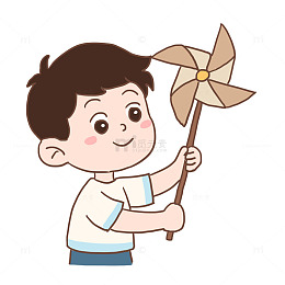 春天小孩子春游玩风车