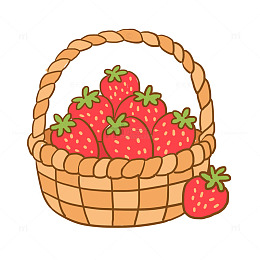 春季水果摘草莓水果篮元素