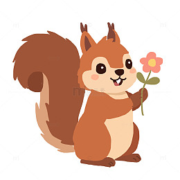 动物松鼠春天赏花元素
