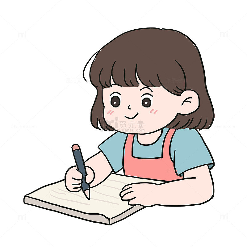 开学季学生做作业手绘元素