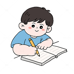 开学季学生读书做作业手绘元素