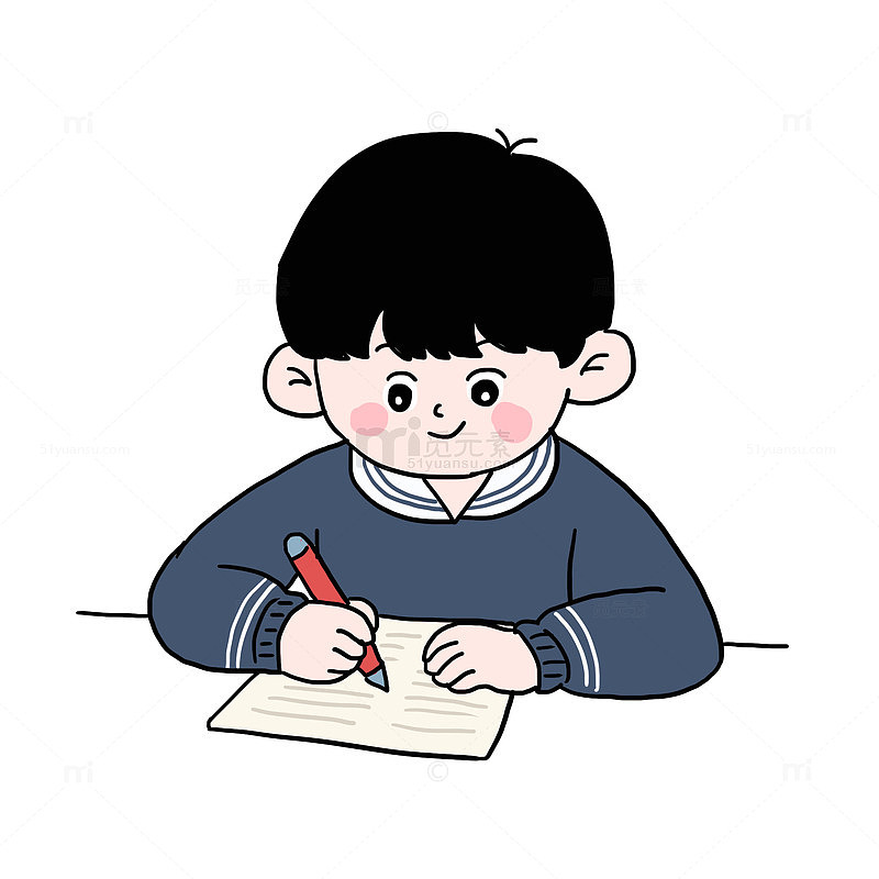 开学季学生上学做作业手绘元素