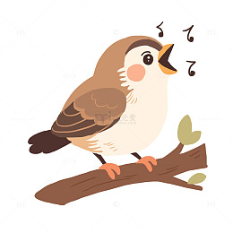 春天可爱小鸟唱歌免抠元素