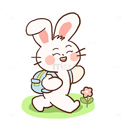 春季动物兔子春游元素