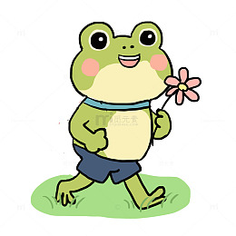 春季动物青蛙春游元素