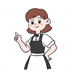 手绘卡通服务员妇女节免抠元素