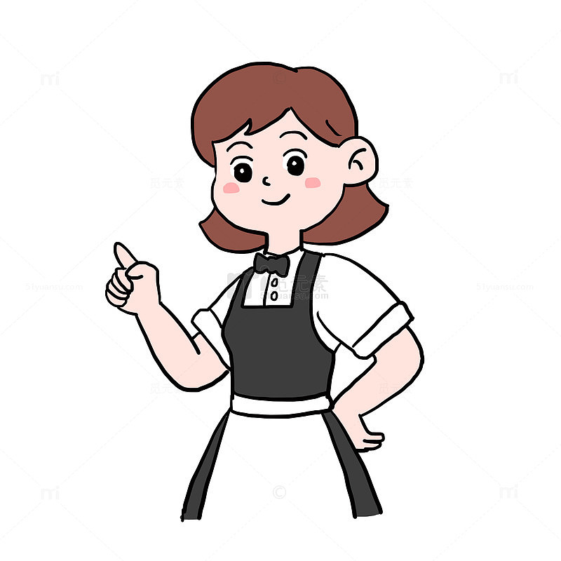 手绘卡通服务员妇女节免抠元素
