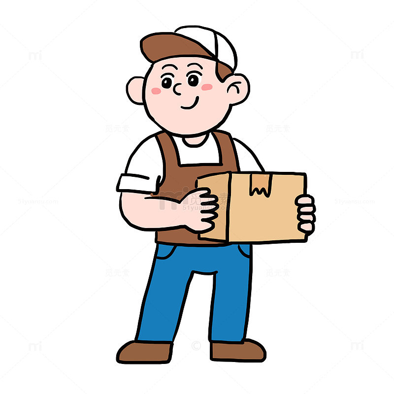 快递员送快递免抠元素