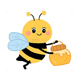 春季蜜蜂采蜜免抠卡通元素