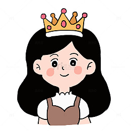 手绘卡通三八妇女节戴皇冠的女性免抠元素