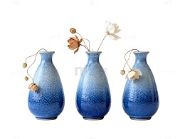 简约蓝瓷花瓶组合装饰