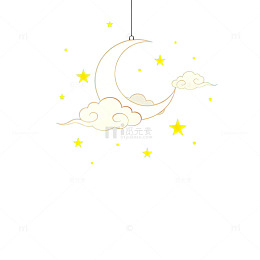 卡通月亮星星云朵装饰图案