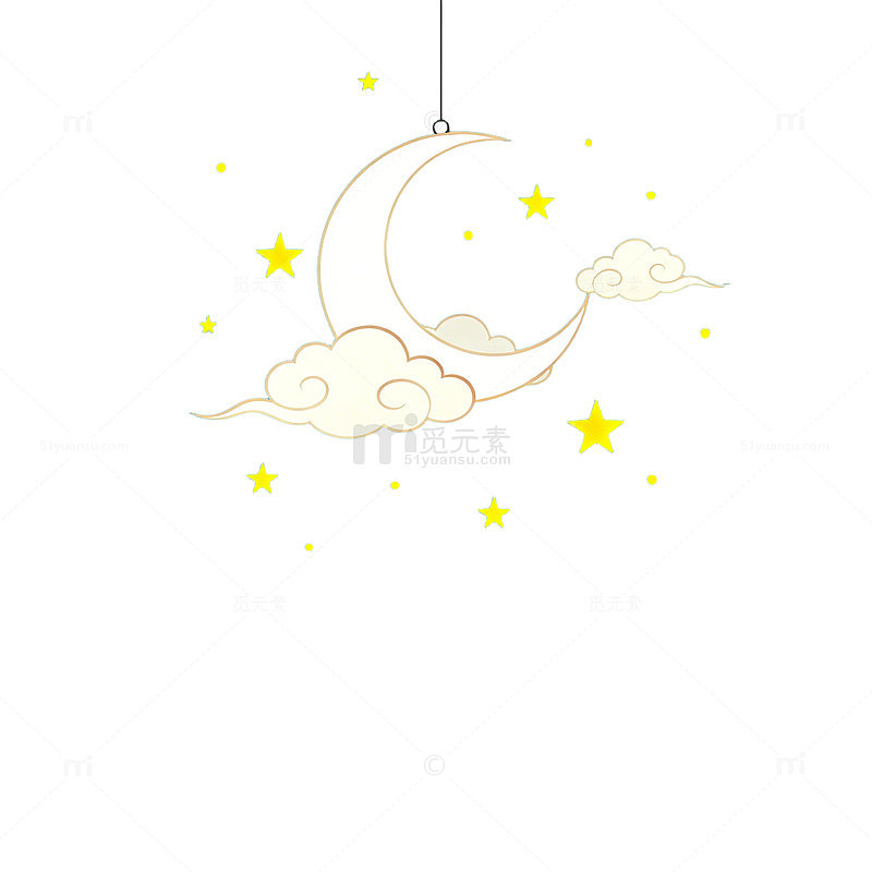 卡通月亮星星云朵装饰图案
