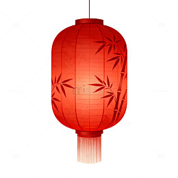 传统中国风红色剪纸灯笼插画