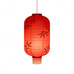红色竹纹灯笼插画