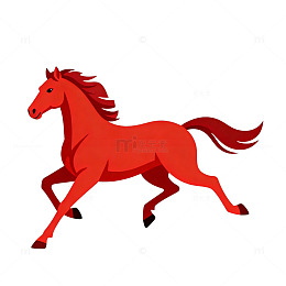 红色奔马矢量插画素材