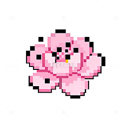 像素风格粉色花朵图案素材
