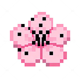 像素风粉色花朵图案设计元素