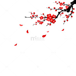 水墨梅花飘落画面