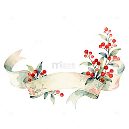 水彩风格节日装饰丝带图案