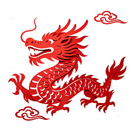 中国风龙形剪纸艺术
