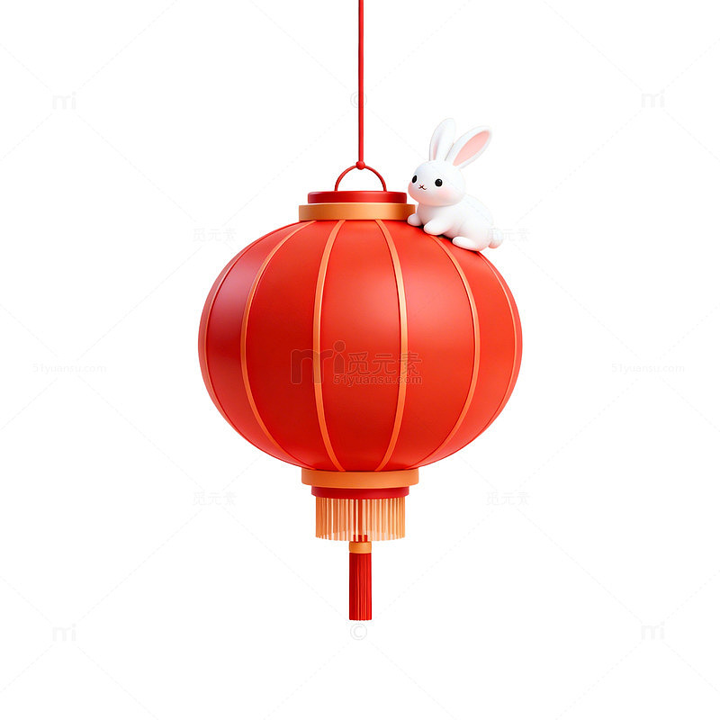 红色灯笼白兔节日装饰