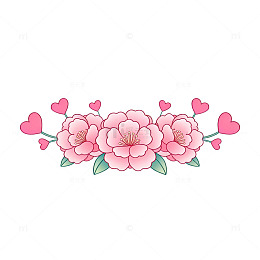 卡通花朵爱心装饰图案