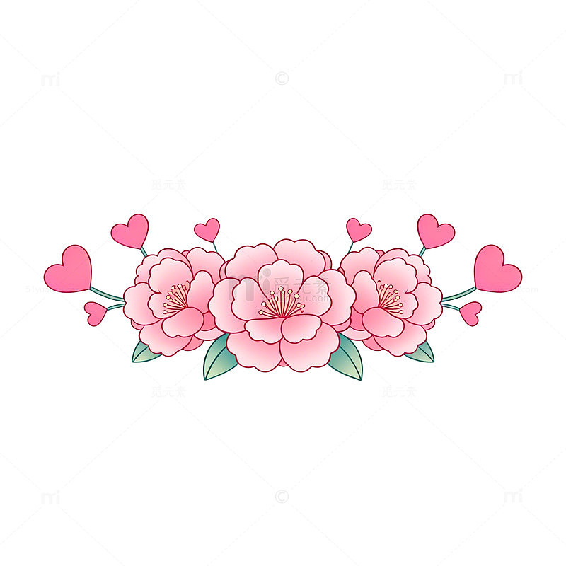 卡通花朵爱心装饰图案