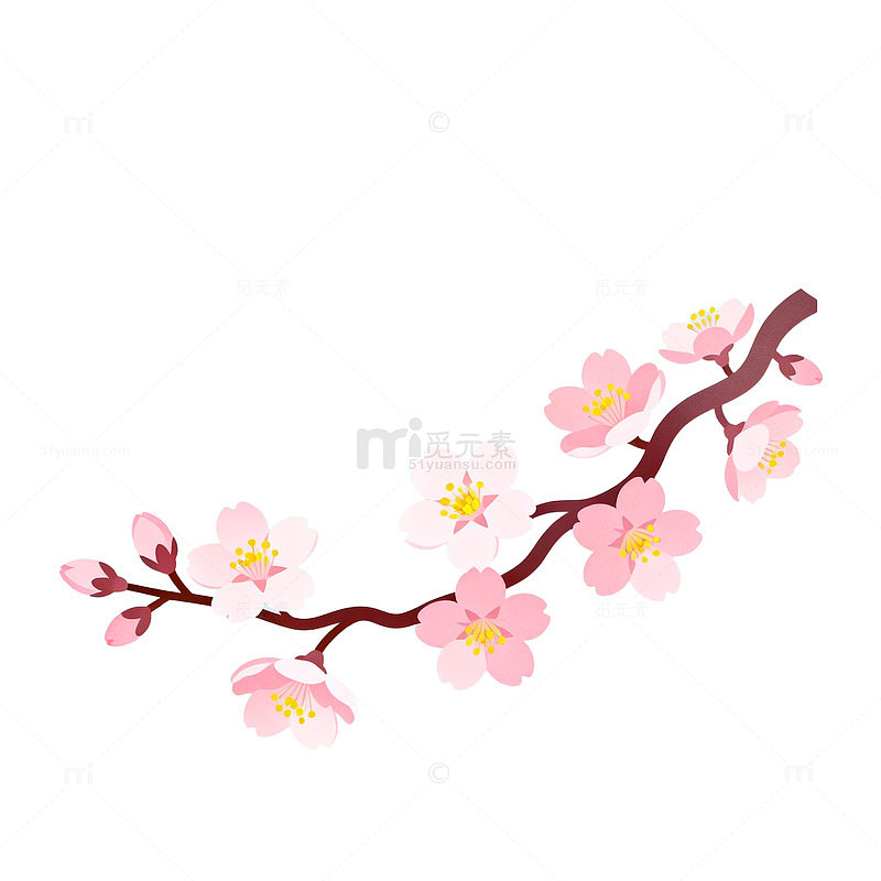 卡通风格樱花插画