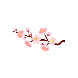 樱花枝插画设计素材