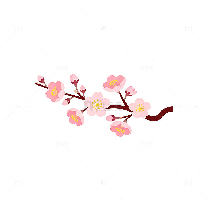 樱花枝插画设计素材