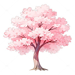 粉色樱花树插画