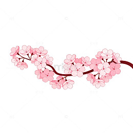 樱花盛开水彩画