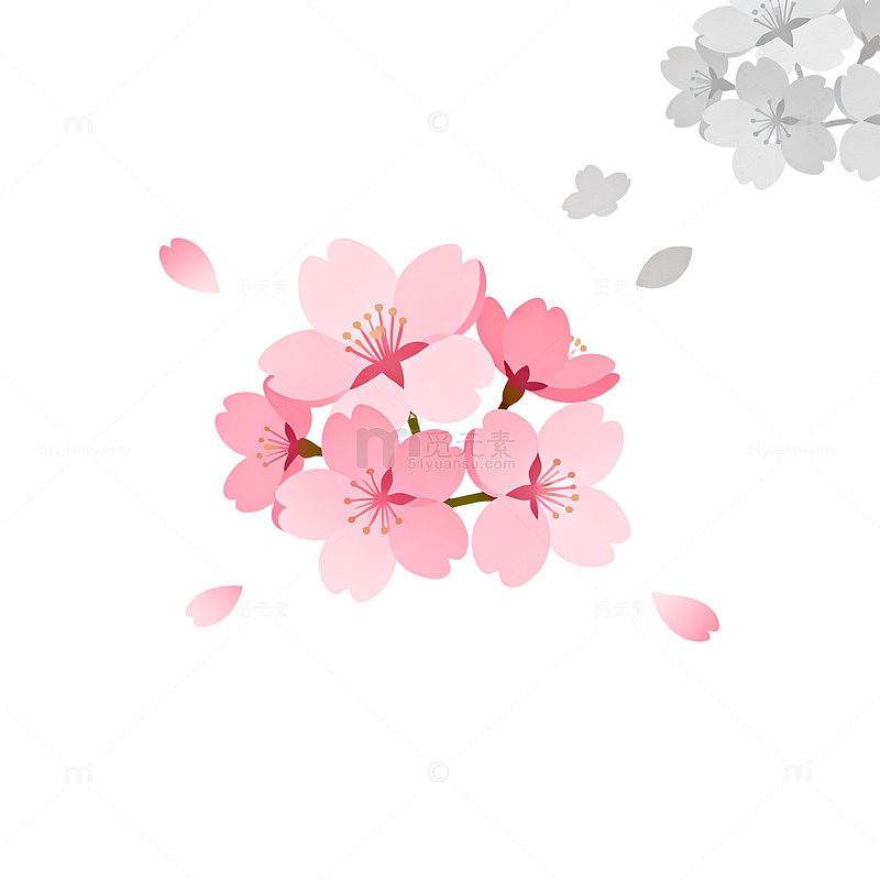 简约樱花插画设计元素